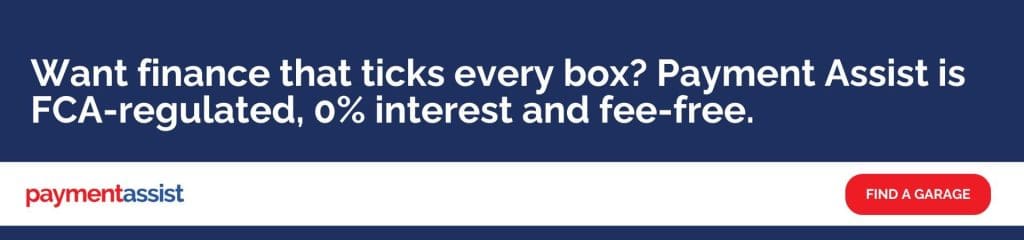 A call to action banner reading: want finance that ticks every box? Payment Assist is FCA-regulated, 0% interest and fee-free.