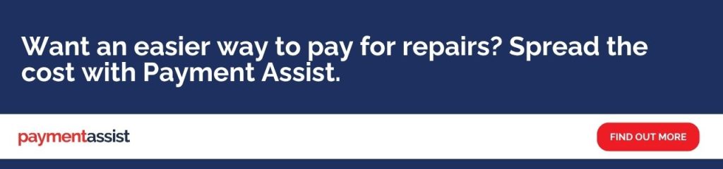 Want an easier way to pay for repairs? Spread the cost with Payment Assist: Navy banner promoting spreading the cost of car repairs with Payment Assist, with a Find Out More button.